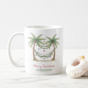Küsten-Weihnachts-Palmen mit Hängematte Kaffeetasse