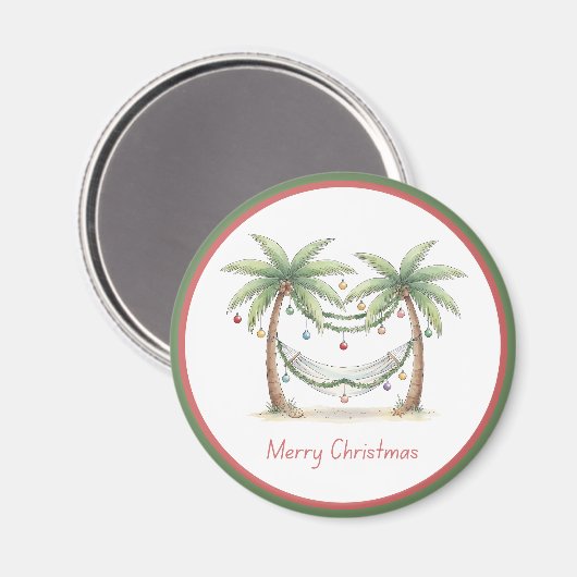 Küsten-Weihnachtspalmen mit Hängematte Magnet (Vorderseite/Rückseite)