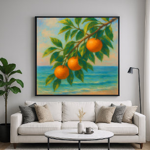 Küsten-Zitrus - Pastell-Malstil Orangenbaum Poster