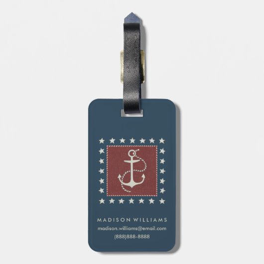 Küstenanker der kunst-| auf Rot Gepäckanhänger (Rückseite vertikal)