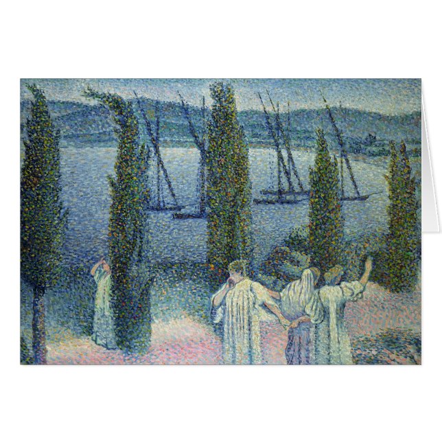 Küstenansicht mit Zypresse-Bäumen, 1896 (Vorderseite (Horizontal))