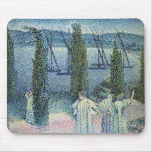 Küstenansicht mit Zypresse-Bäumen, 1896 Mousepad