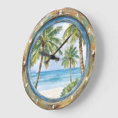 Küstenansicht" - Schöne Fensterstrandlandschaft Große Wanduhr (Winkel)