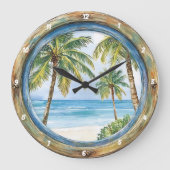 Küstenansicht" - Schöne Fensterstrandlandschaft Große Wanduhr (Vorderseite)