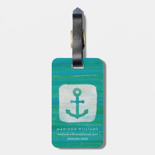 Küstenaqua-Anker der kunst-| Gepäckanhänger (Rückseite vertikal)
