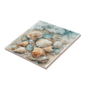 Küstenaquarell mit Treibholzszene Fliese (Seite)