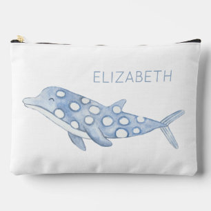 Küstenaquarellblauer Delfin mit Punkten Zubehörtasche
