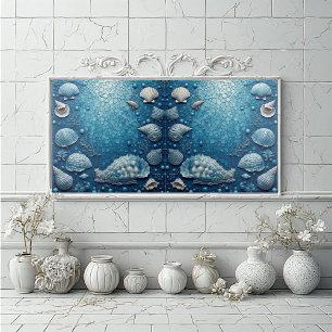 Küstenaquarium-Muschel-Fisch-Ozean-Blase Blau Fliese