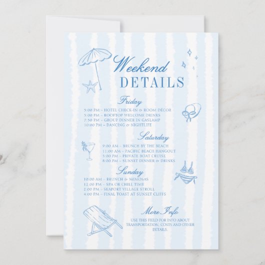 Küstenbachelorette Letzter Toast Hand gezeichnete  Einladung (Rückseite)