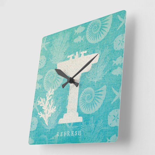 Küstenbadezimmer-Wanne der grafik-| Quadratische Wanduhr (Winkel)