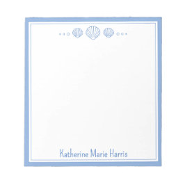 Küstenblau und Scallop Seashells Personalisiert Notizblock