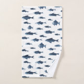 Küstenblau-Weiß-Muster Badhandtuch Set (Handtuch)