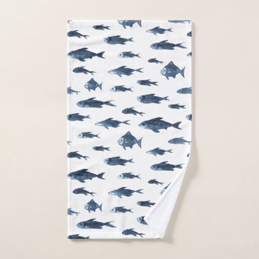 Küstenblau-Weiß-Muster Badhandtuch Set (Handtuch)