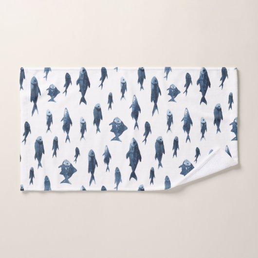 Küstenblau-Weiß-Muster Badhandtuch Set (Handtuch)