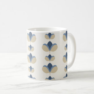 Küstenblaue geometrische Blumenstreifenmuster Kaffeetasse