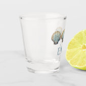 Küstenblaue Kammmuschel-Monogramm-Schale Schnapsglas (Links)