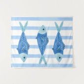 Küstenblaue Sardinen gestreift Wandteppich (Vorderseite (Horizontal))