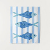 Küstenblaue Sardinen gestreift Wandteppich (Vorderseite)