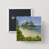 Küstenblick auf Mahe Island Button (Vorne & Hinten)