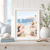 Küstenblick-Segelboot-Kunstprint Poster