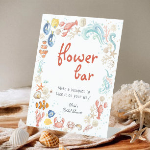 Küstenblumenbar Handgeschriebene Brautdusche Sockelschild