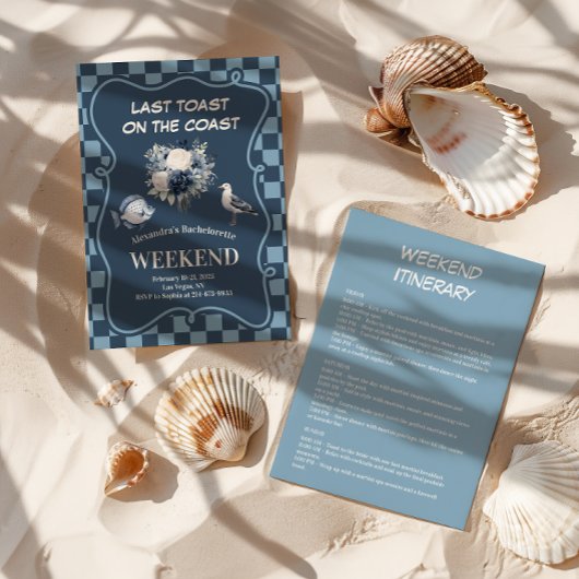 Küstenblüte und Bachelorette des karierten Meeres Einladung