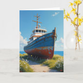 Küstenboot Vatertagskarte Karte (Gelbe Blume)