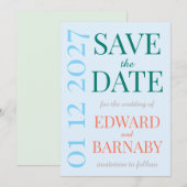 Küstenbrise-Typografie-Hochzeit Save The Date (Vorne/Hinten)