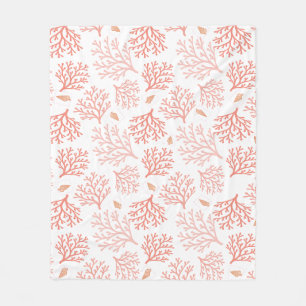 Küstencoral- und Muschel-Fleece-Decke Elegant Fleecedecke