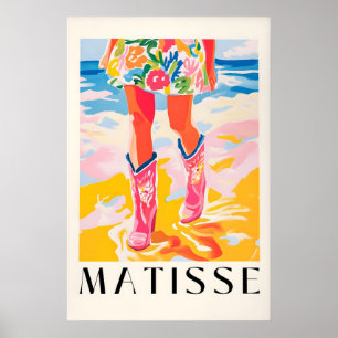 Küstencowgirl-Druck Pink Boots, Strand Matisse Poster