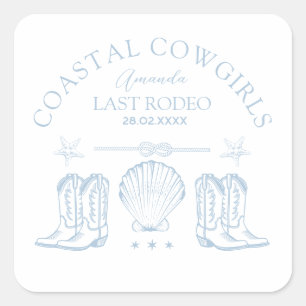 Küstencowgirl-Stiefel Western-Junggesellinnenabsch Quadratischer Aufkleber