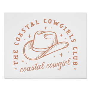 Küstencowgirl-Strandclub braunes Ästhetik Poster