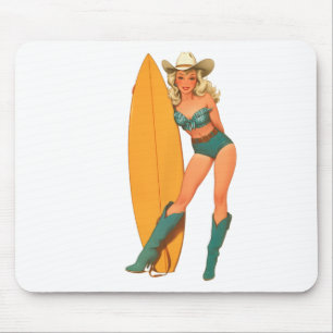 Küstencowgirl Western Country Surfen Surfer Mädche Mousepad