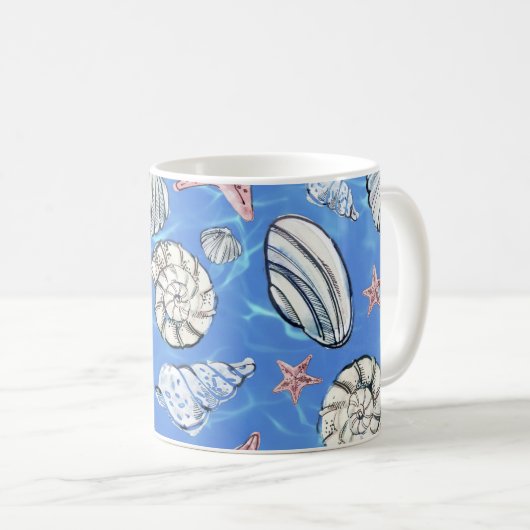 Küstendekoration Seashell Ocean Water Kaffeetasse (VorderseiteRechts)