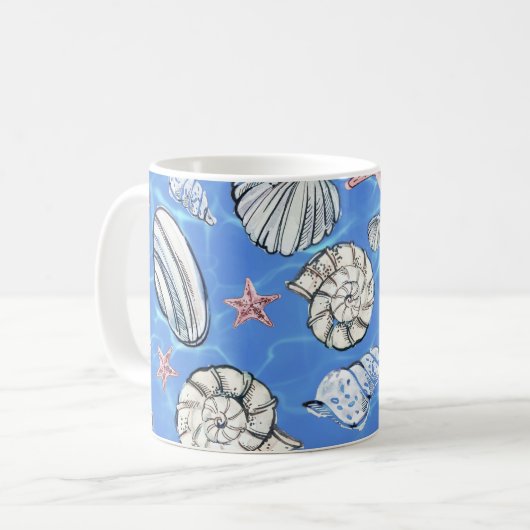 Küstendekoration Seashell Ocean Water Kaffeetasse (Vorderseite Links)