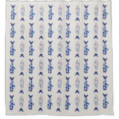 Küstendesign Duschvorhang mit Blauem Fischmuster (Vorderseite)