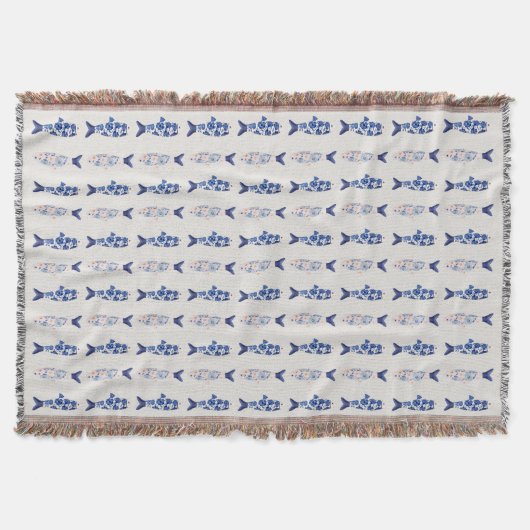 Küstendesign Duschvorhang mit Blauem Fischmuster Decke (Vorderseite)
