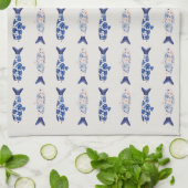 Küstendesign Duschvorhang mit Blauem Fischmuster Geschirrtuch (Gefaltet)