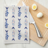 Küstendesign Duschvorhang mit Blauem Fischmuster Geschirrtuch (Viertel Falte)