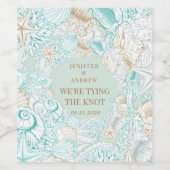 Küstenebene Save the Date Monogramm Weinetikett (Einzelnes Label)