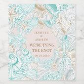 Küstenebene Save the Date Monogramm Weinetikett (Einzelnes Label)