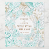 Küstenebene Save the Date Monogramm Weinetikett (Einzelnes Label)