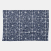Küstenelegante Navy Blue Ocean Seashells Muster Geschirrtuch (Horizontal)