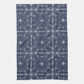 Küstenelegante Navy Blue Ocean Seashells Muster Geschirrtuch (Vertikal)