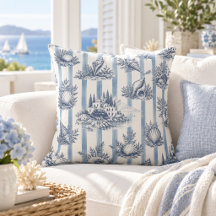 Küsteneleganz Blaue Streifen Muscheln Toile de Jou