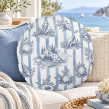 Küsteneleganz Blaue Streifen Muscheln Toile de Jou