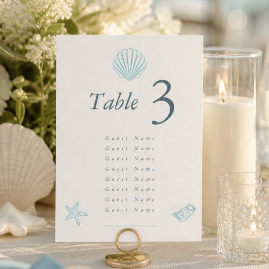 Küsteneleganz Hochzeit Tischnummer