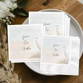 Küsteneleganz Reiher Hochzeit Personalisiert Serviette