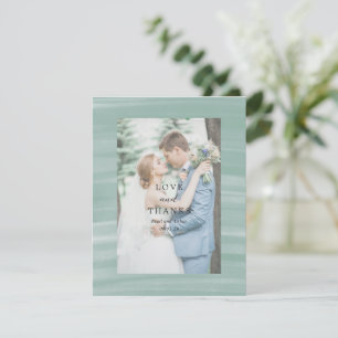 Küsteneleganz Stilles Grün Elegante Hochzeit Dankeskarte