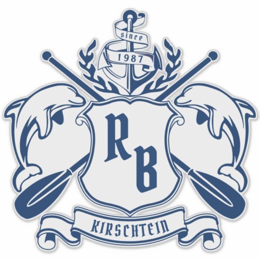 Küstenemblem-Delphine Anker-Ohr-Schild Aufkleber (Vorderseite)